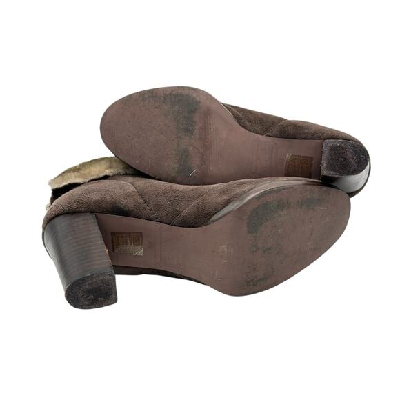 Miss L Fire London Booties Womens Size 8.5 Brown Suede Faux Fur Edgy Boho Artsy - Picture 9 of 10